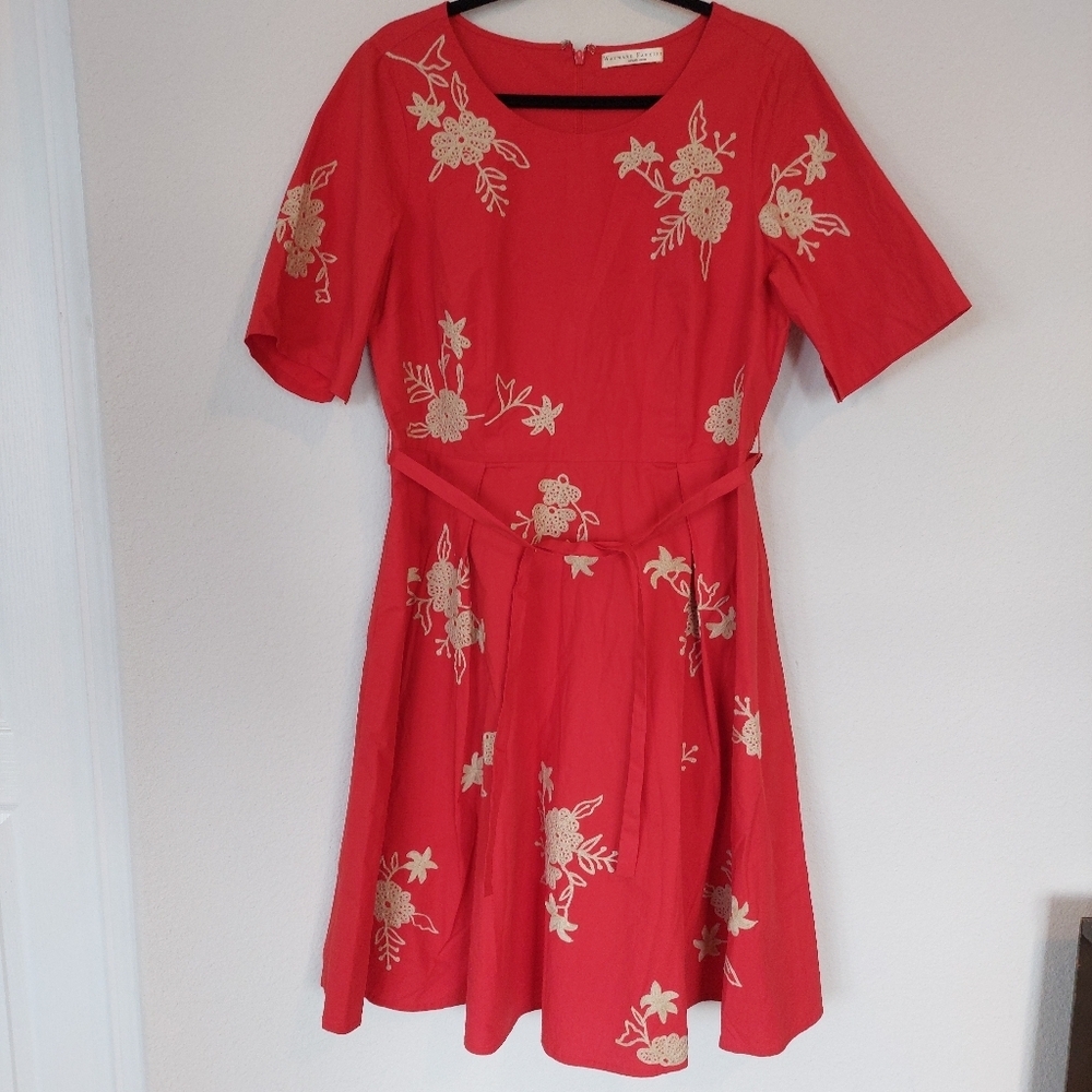 eShakti Wayward Fancies Floral Embellished‎ Poplin Dress